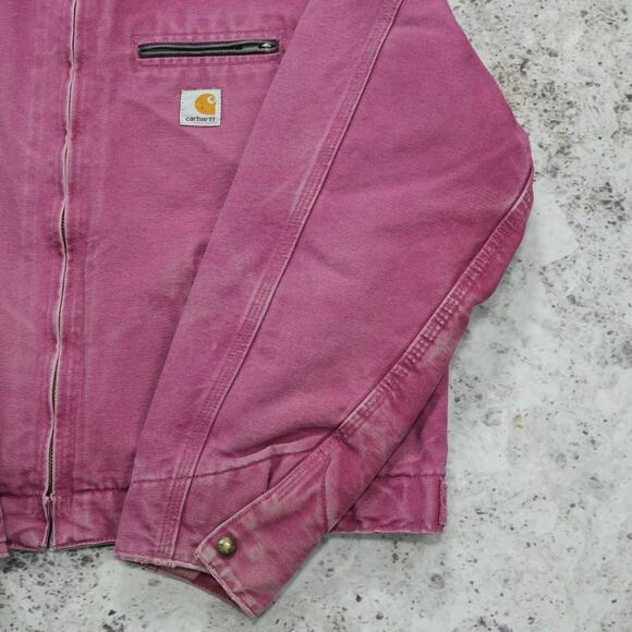 Vintage Carhartt WOMENS WJ097 RBY CRAZY Faded Pink Detroit Jacket Size Large - Picture 11 of 16